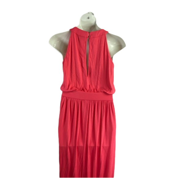 Ashley Stewart Geranium Pink Jewel Neckline with Keyhole MIDI Dress SKU0206 - Picture 6 of 7